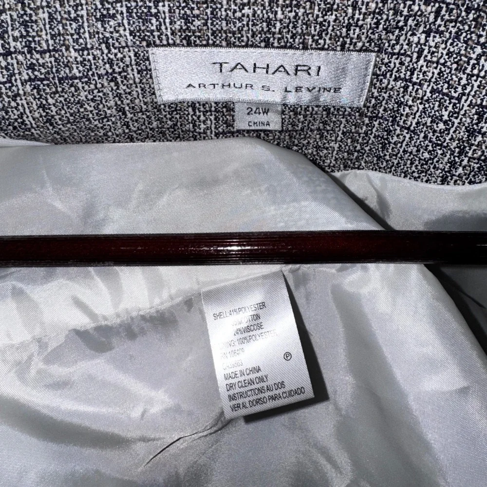 Tahari Arthur S Levine Womens 24W Tweed Collarless Jacket Blazer Purple Gray - Picture 7 of 11